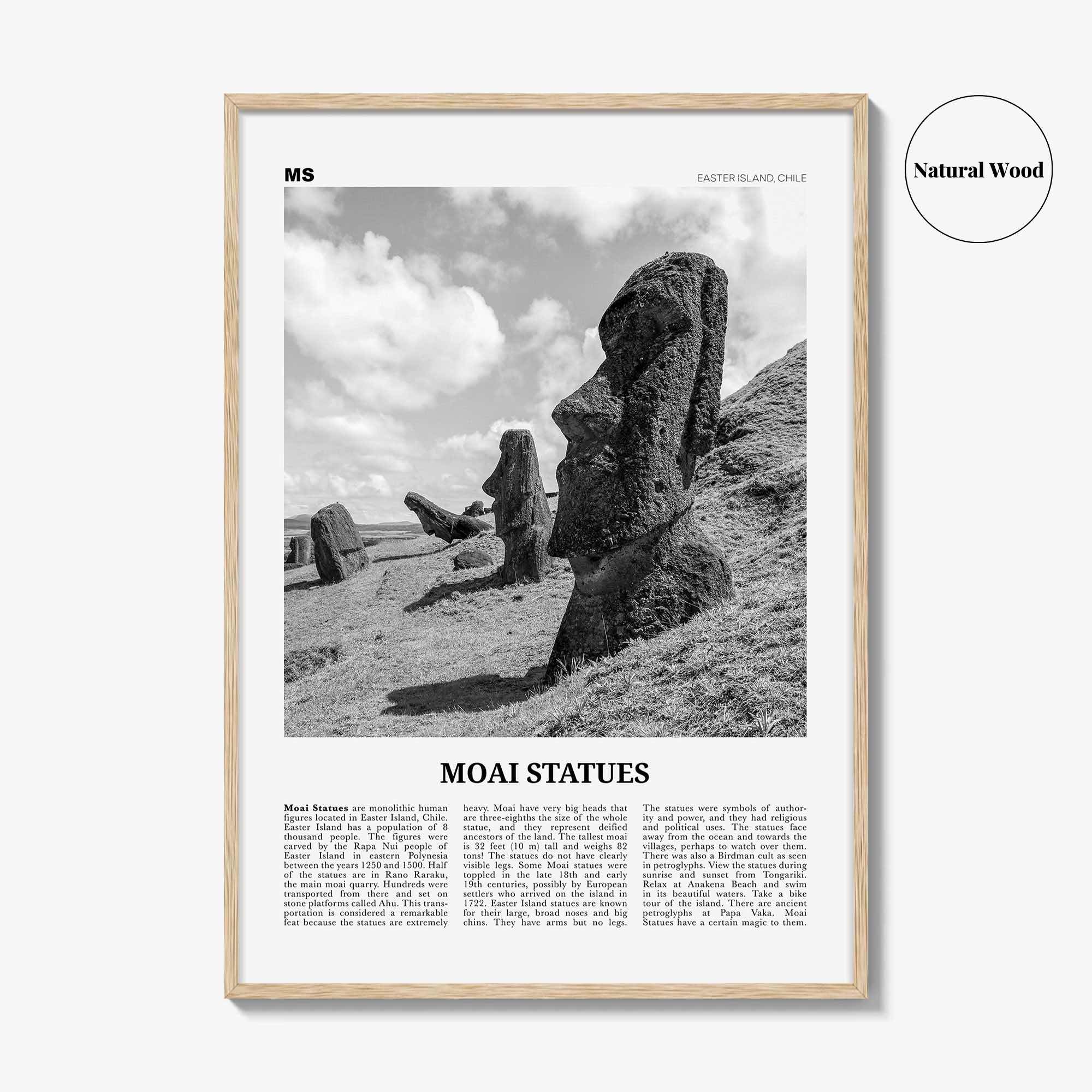 Moai Statues Print Black and White, Moai Statues Wall Art, Moai Statues Poster, Moai Statues Photo, Moai Statues Wall Décor, Chile