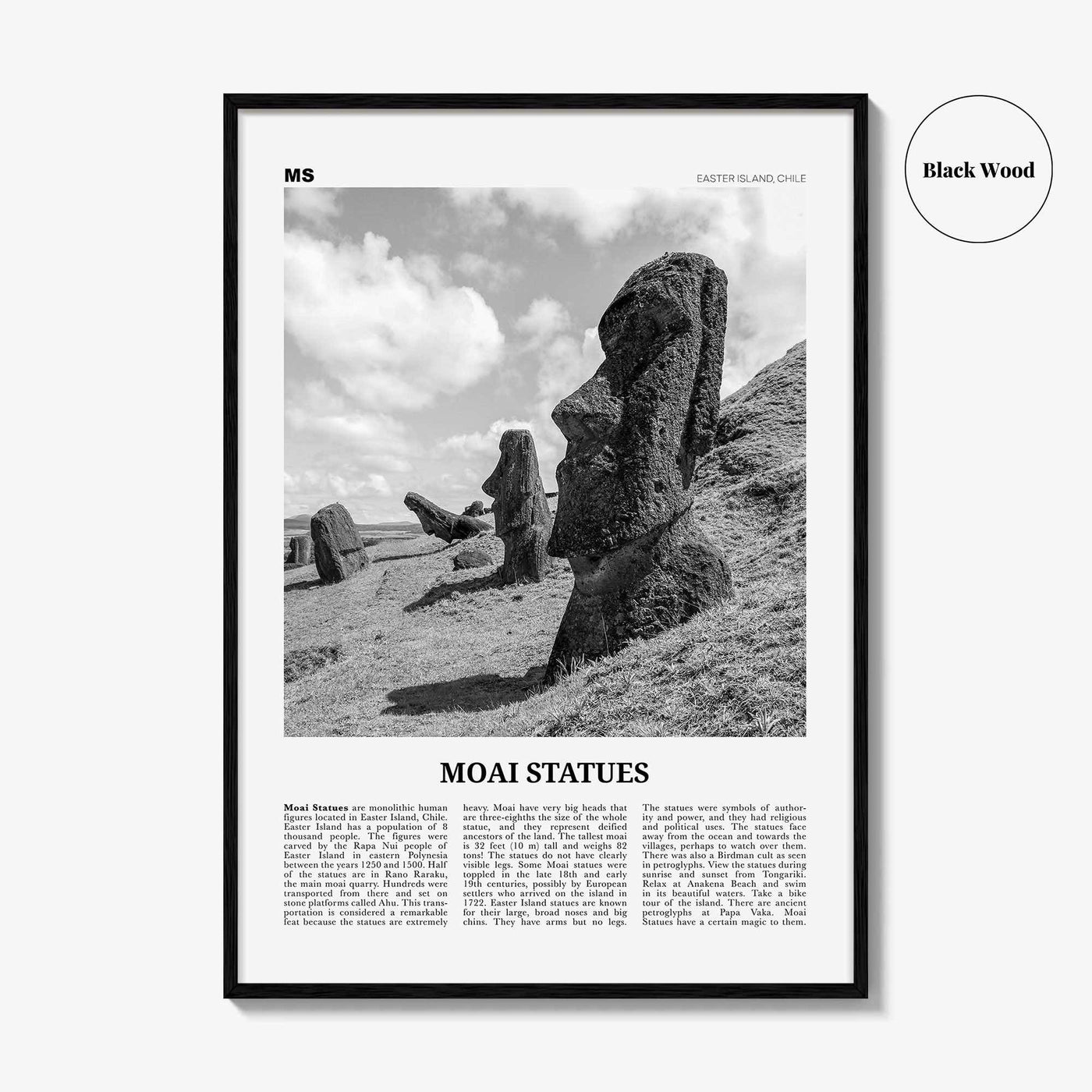 Moai Statues Print Black and White, Moai Statues Wall Art, Moai Statues Poster, Moai Statues Photo, Moai Statues Wall Décor, Chile