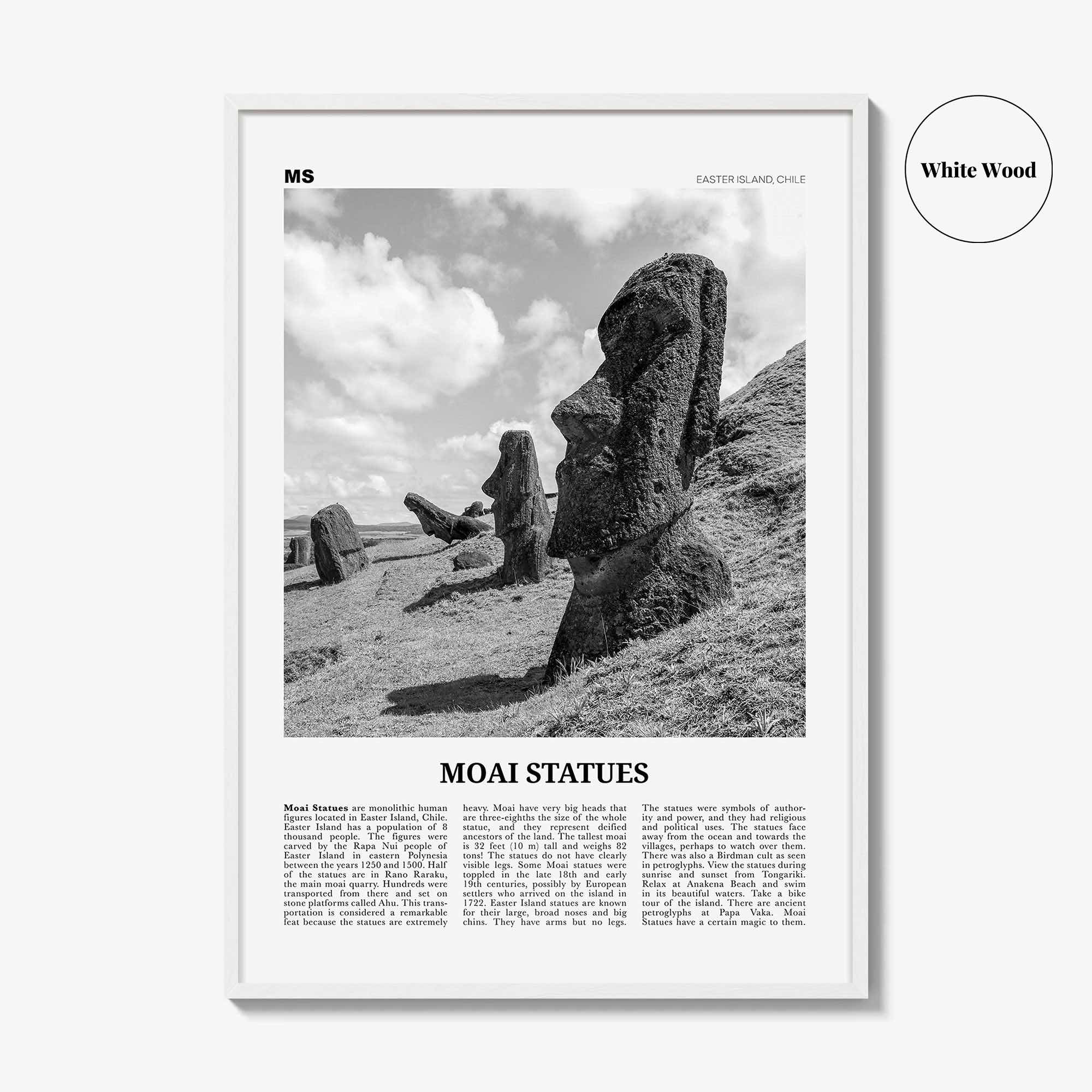 Moai Statues Print Black and White, Moai Statues Wall Art, Moai Statues Poster, Moai Statues Photo, Moai Statues Wall Décor, Chile