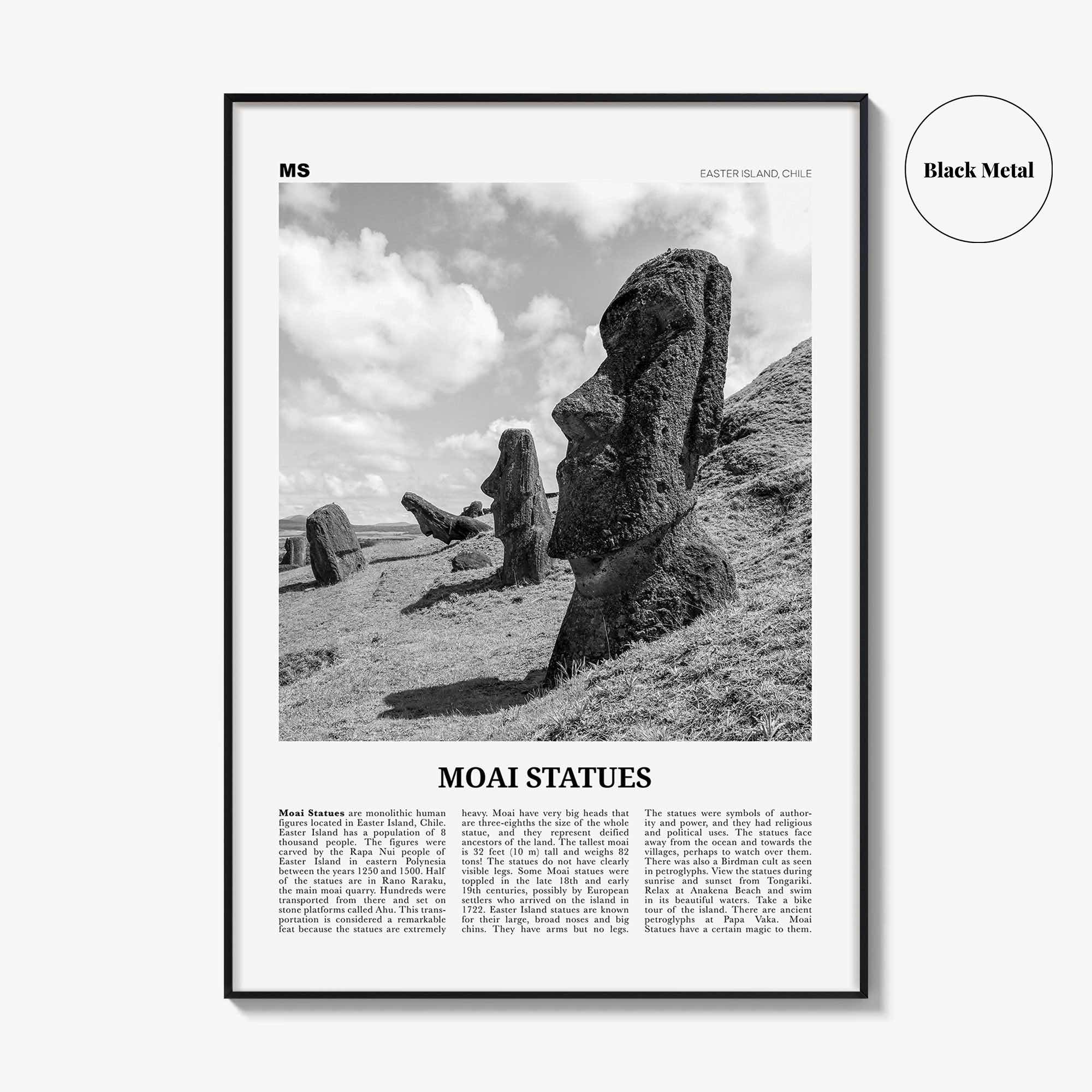Moai Statues Print Black and White, Moai Statues Wall Art, Moai Statues Poster, Moai Statues Photo, Moai Statues Wall Décor, Chile