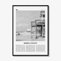 Mobile County Print Black and White, Mobile County Wall Art, Mobile County Poster, Mobile County Photo, Mobile Wall Décor, Mobile County Map