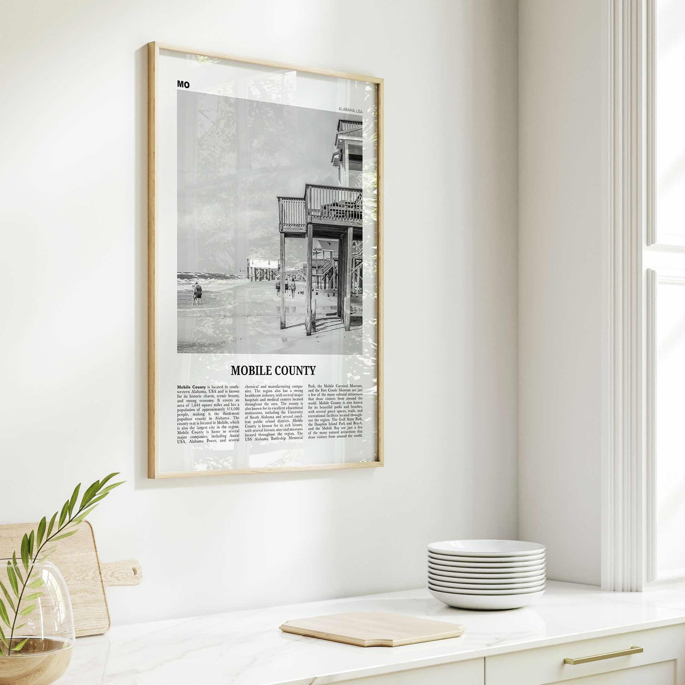 Mobile County Print Black and White, Mobile County Wall Art, Mobile County Poster, Mobile County Photo, Mobile Wall Décor, Mobile County Map