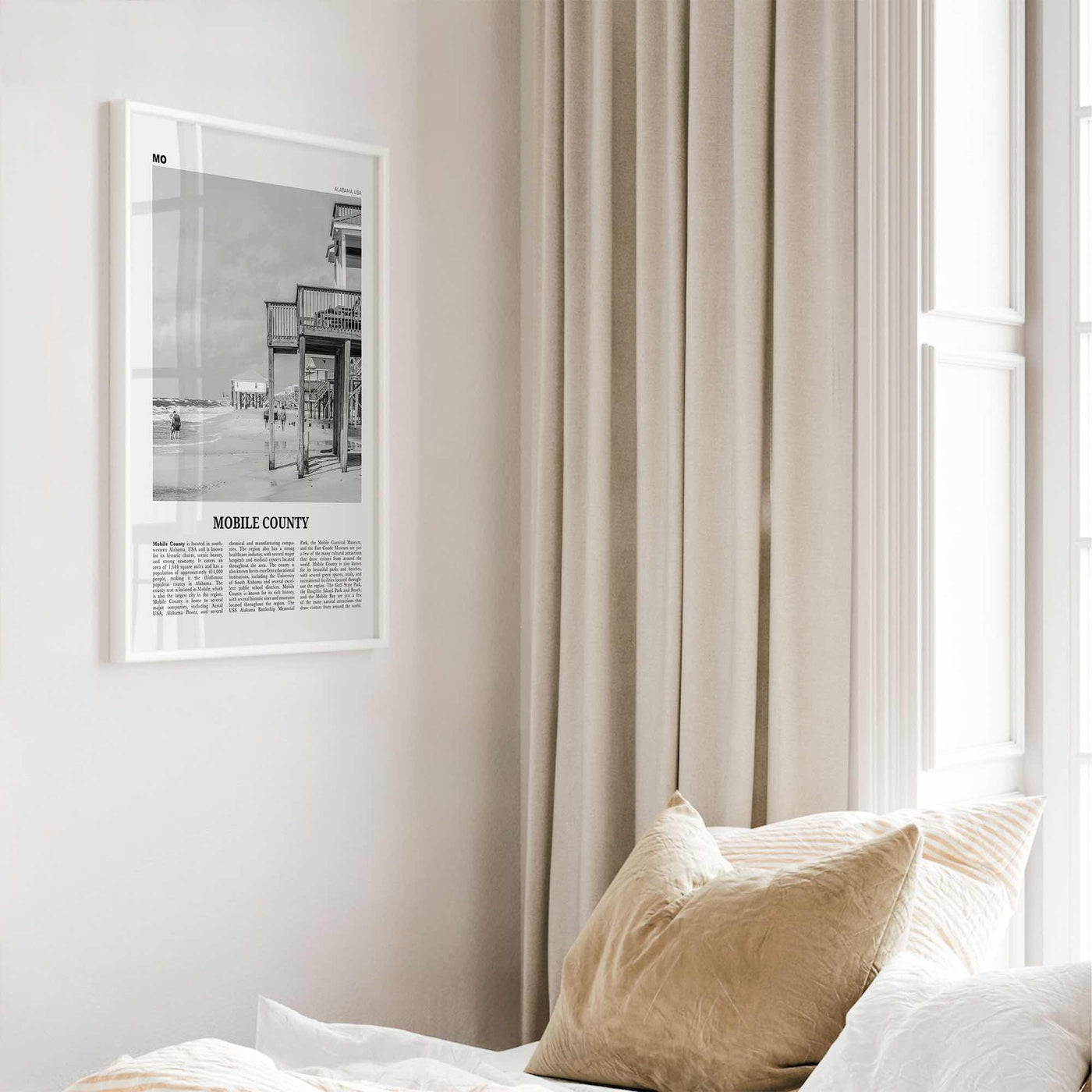 Mobile County Print Black and White, Mobile County Wall Art, Mobile County Poster, Mobile County Photo, Mobile Wall Décor, Mobile County Map