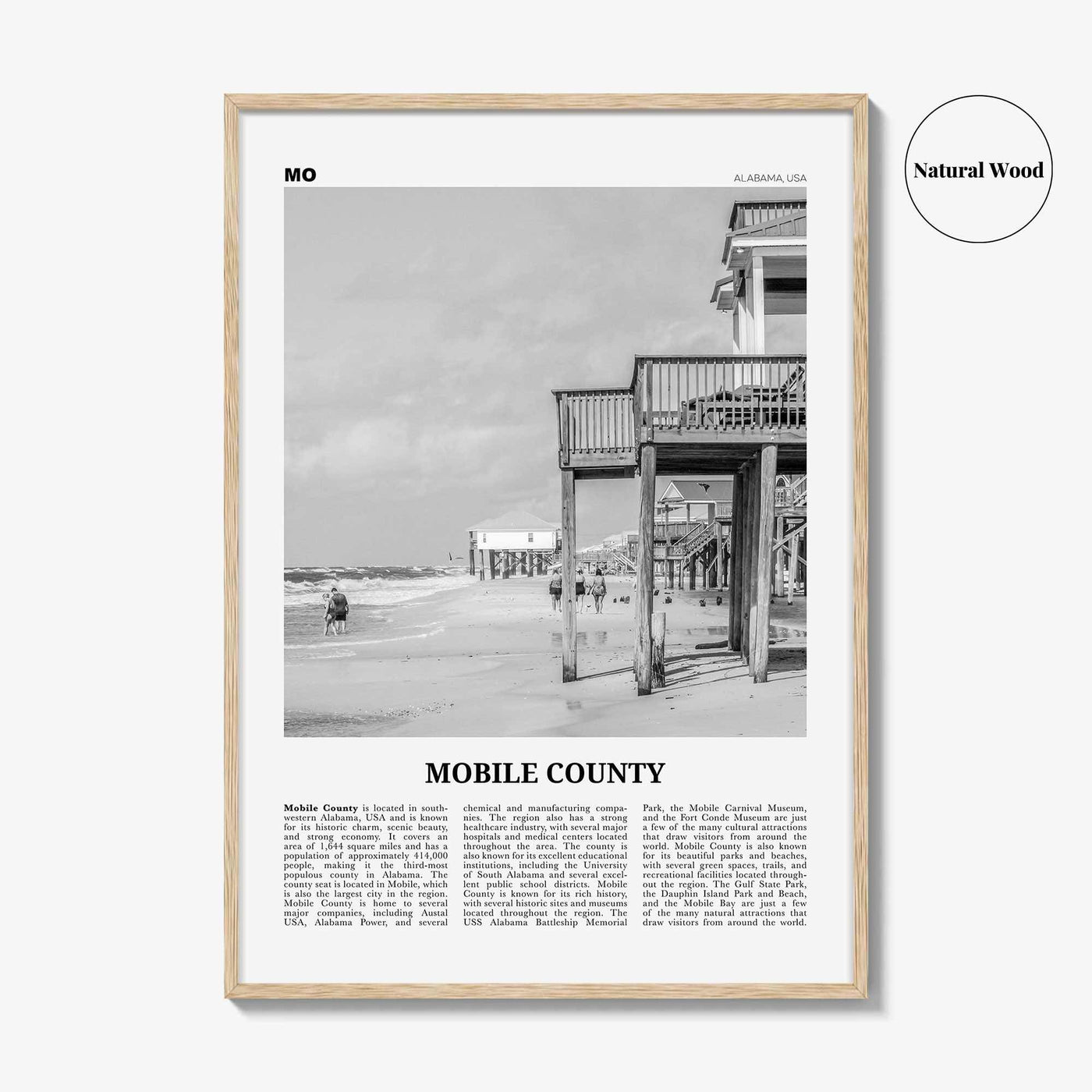 Mobile County Print Black and White, Mobile County Wall Art, Mobile County Poster, Mobile County Photo, Mobile Wall Décor, Mobile County Map