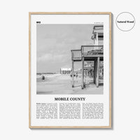 Mobile County Print Black and White, Mobile County Wall Art, Mobile County Poster, Mobile County Photo, Mobile Wall Décor, Mobile County Map
