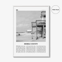 Mobile County Print Black and White, Mobile County Wall Art, Mobile County Poster, Mobile County Photo, Mobile Wall Décor, Mobile County Map