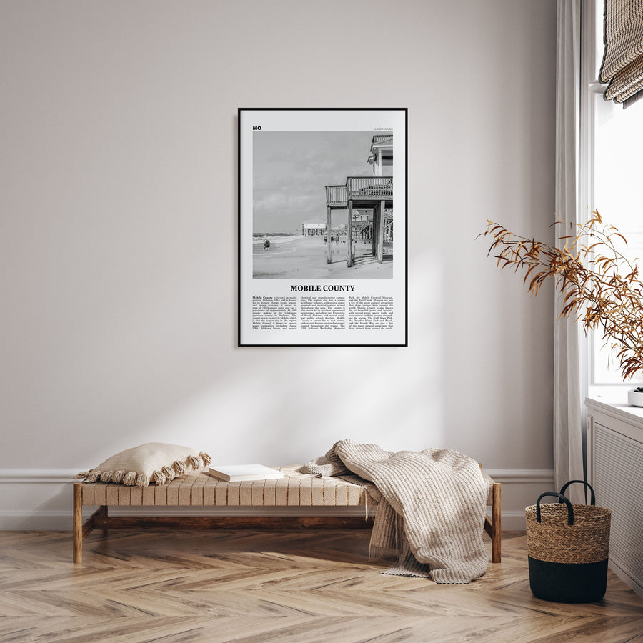 Mobile County Travel B&W Poster