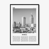 Mobile Print Black and White, Mobile Wall Art, Mobile Poster, Mobile Photo, Mobile Wall Décor, Alabama, USA, United States