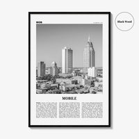 Mobile Print Black and White, Mobile Wall Art, Mobile Poster, Mobile Photo, Mobile Wall Décor, Alabama, USA, United States