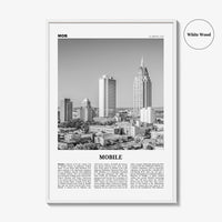 Mobile Print Black and White, Mobile Wall Art, Mobile Poster, Mobile Photo, Mobile Wall Décor, Alabama, USA, United States