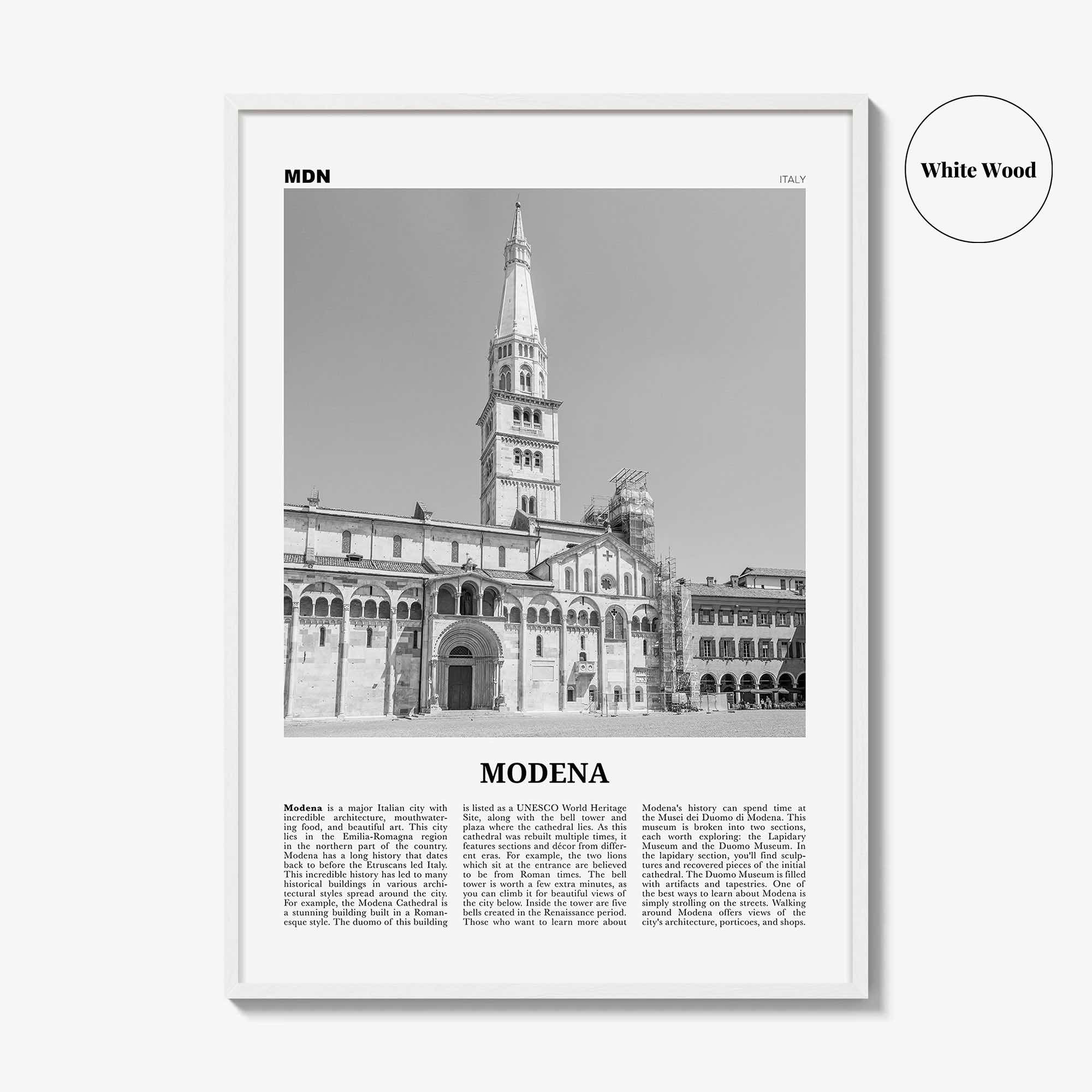 Modena Print Black and White, Modena Wall Art, Modena Poster, Modena Photo, Modena Wall Décor, Modena Map, Italy