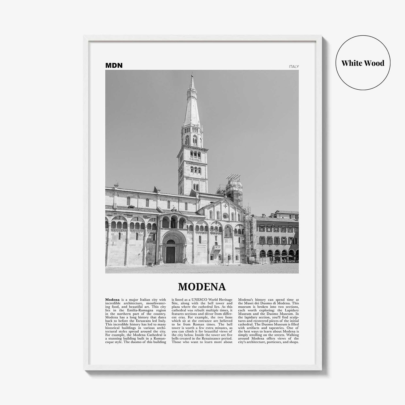 Modena Print Black and White, Modena Wall Art, Modena Poster, Modena Photo, Modena Wall Décor, Modena Map, Italy