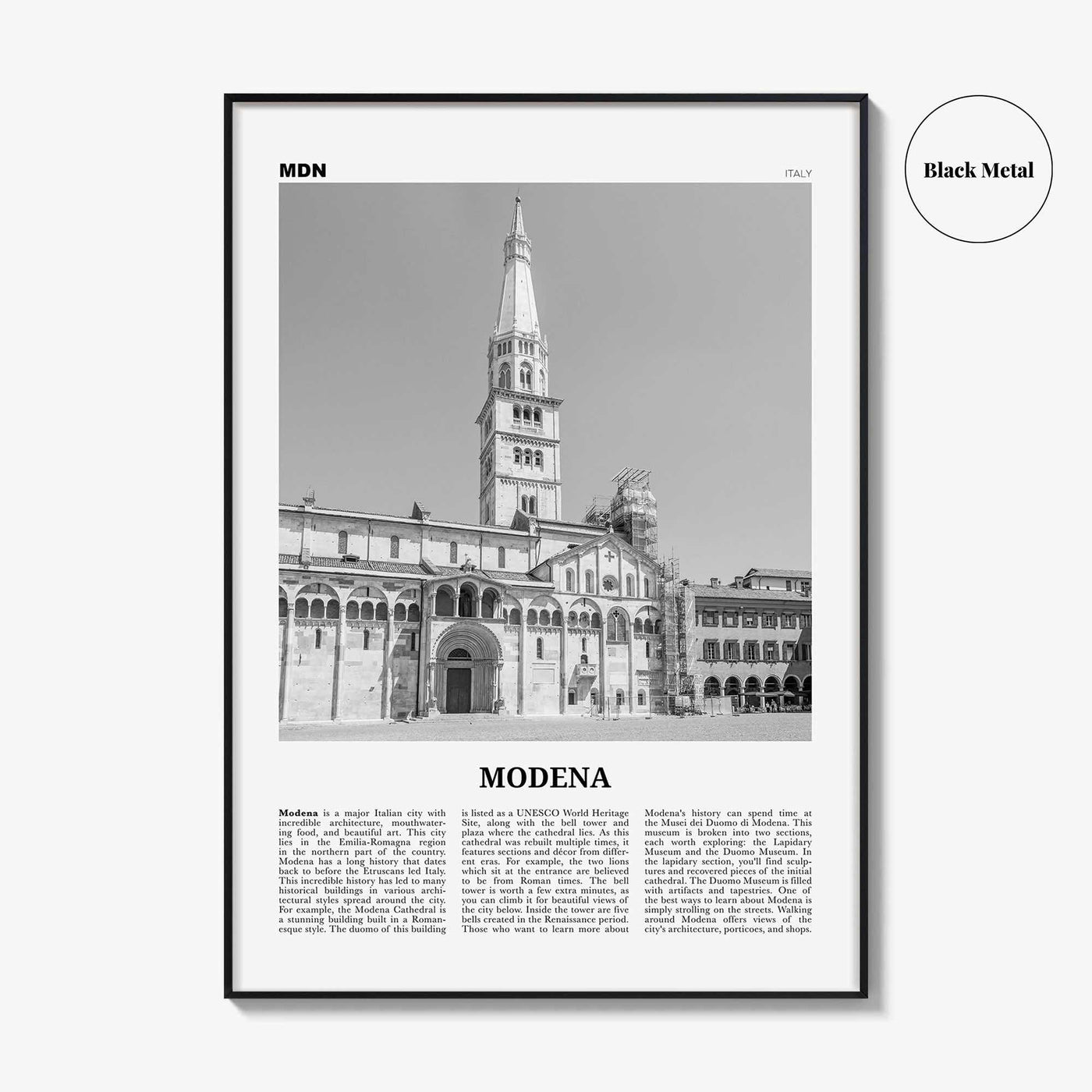 Modena Print Black and White, Modena Wall Art, Modena Poster, Modena Photo, Modena Wall Décor, Modena Map, Italy