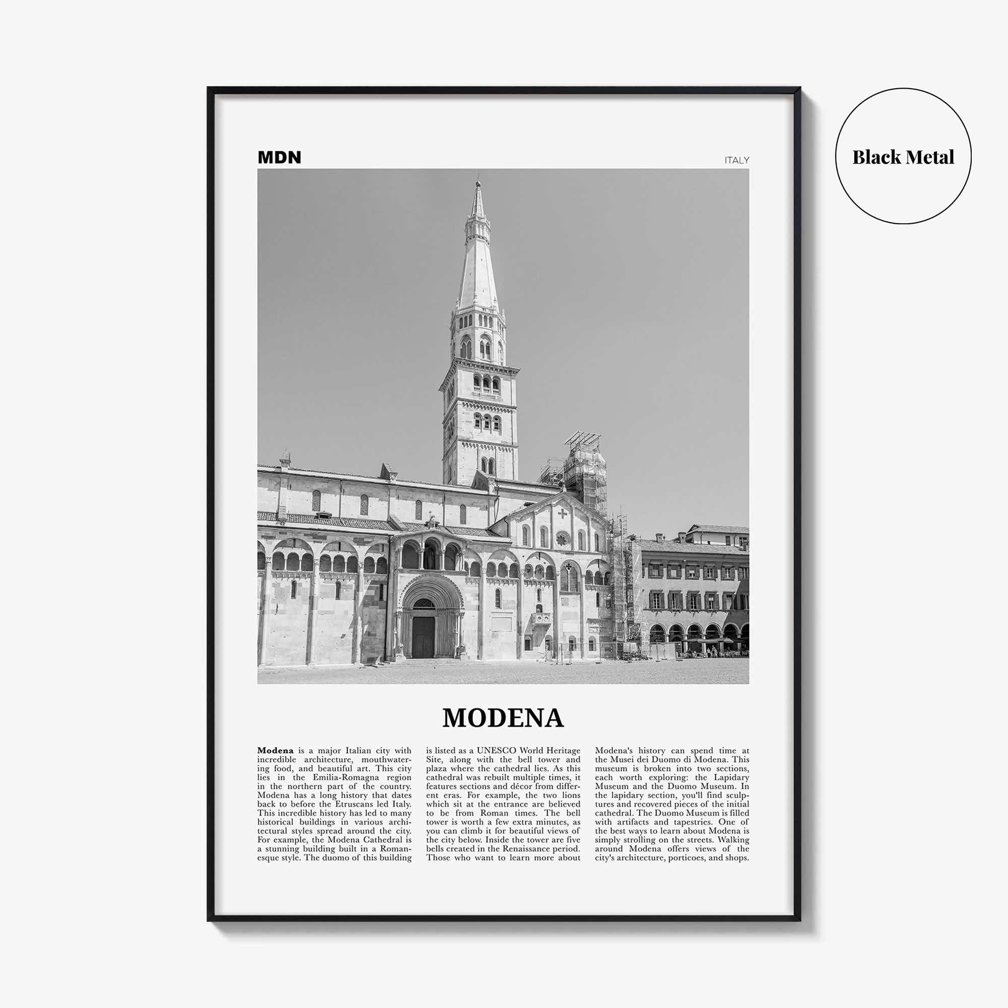 Modena Print Black and White, Modena Wall Art, Modena Poster, Modena Photo, Modena Wall Décor, Modena Map, Italy