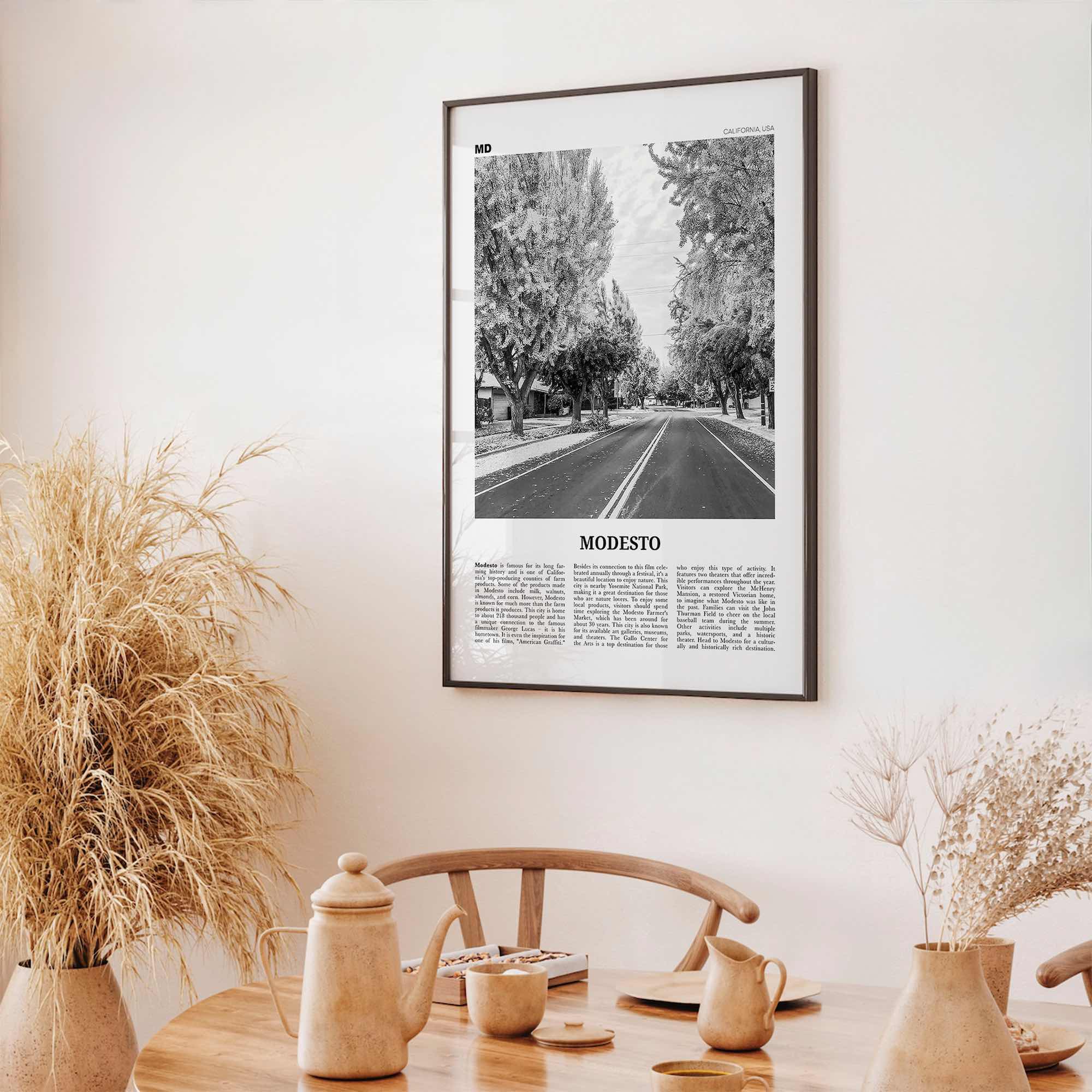 Modesto Print Black and White, Modesto Wall Art, Modesto Poster, Modesto Photo, Modesto Wall Décor, Modesto Map, California, USA