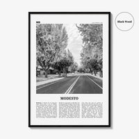 Modesto Print Black and White, Modesto Wall Art, Modesto Poster, Modesto Photo, Modesto Wall Décor, Modesto Map, California, USA