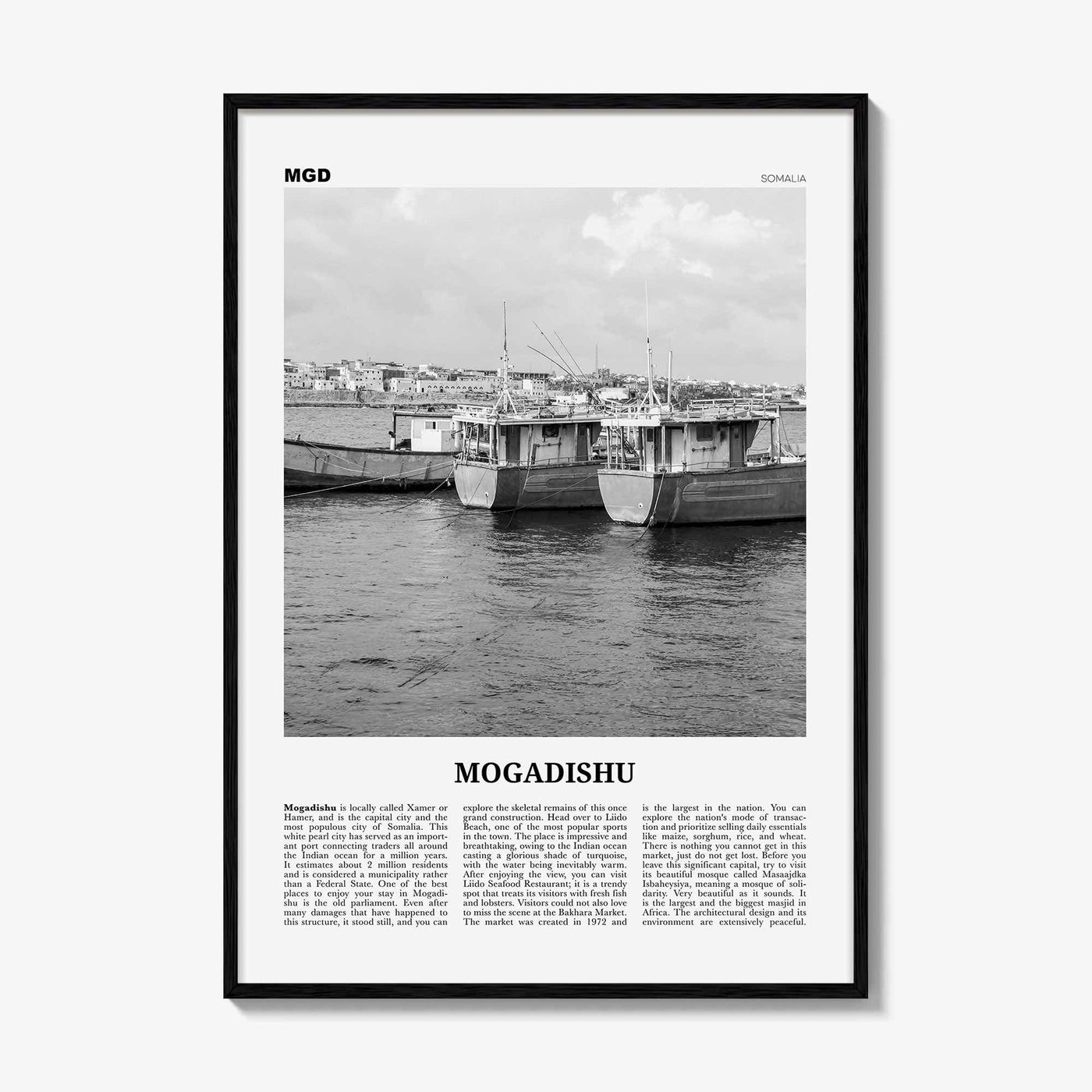Mogadishu Print Black and White, Mogadishu Wall Art, Mogadishu Poster, Mogadishu Photo, Mogadishu Wall Décor, Muqdisho, Somalia, مقديشو