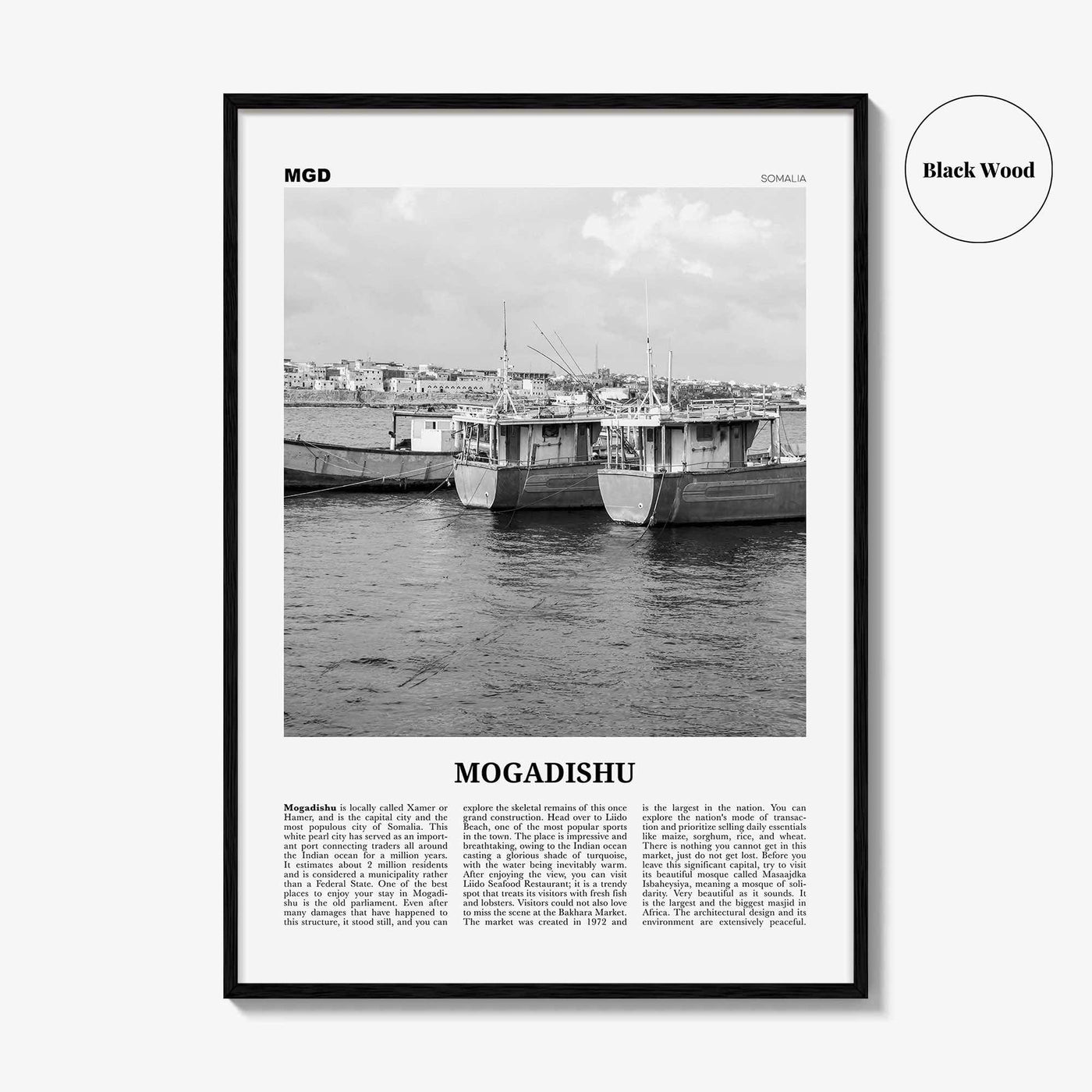 Mogadishu Print Black and White, Mogadishu Wall Art, Mogadishu Poster, Mogadishu Photo, Mogadishu Wall Décor, Muqdisho, Somalia, مقديشو