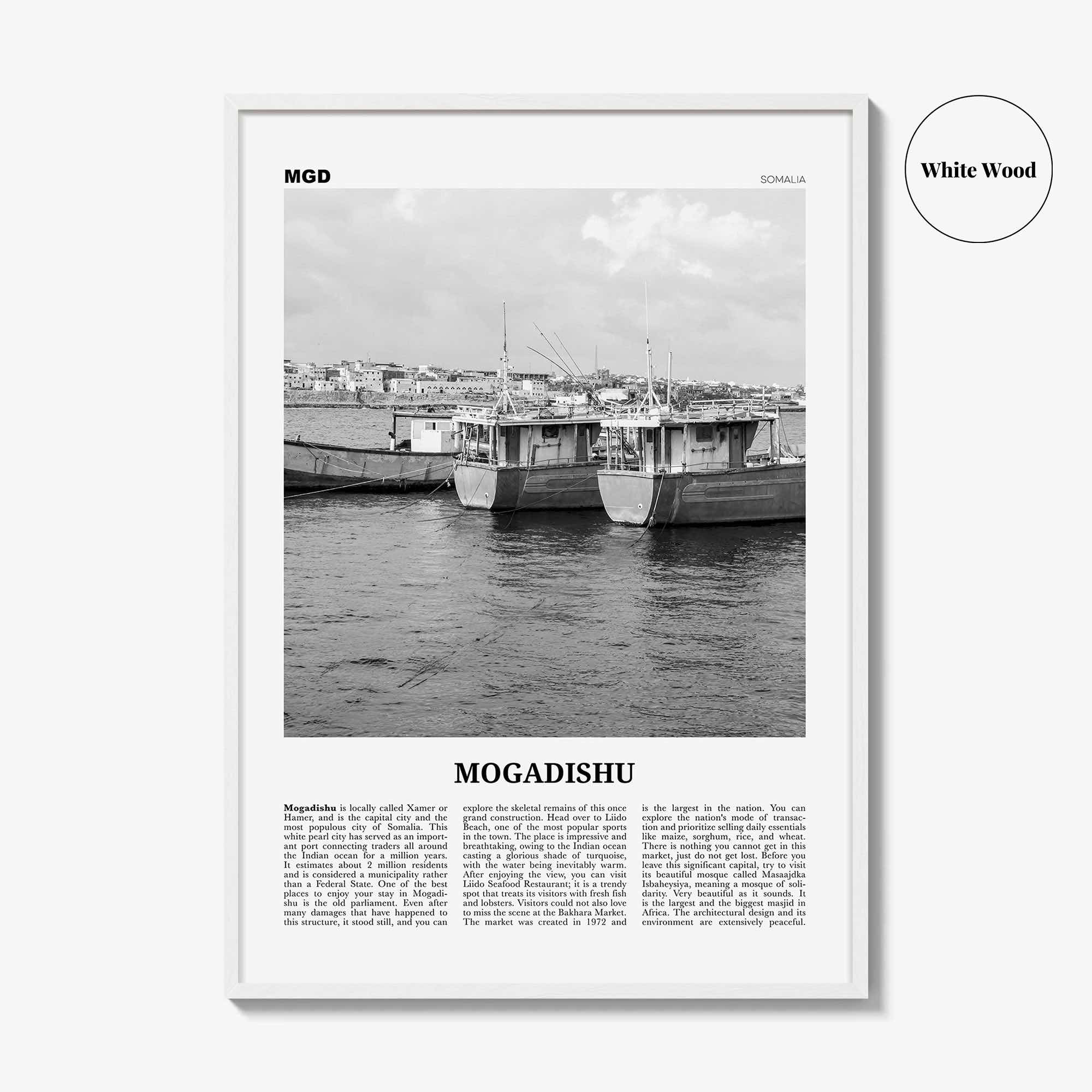 Mogadishu Print Black and White, Mogadishu Wall Art, Mogadishu Poster, Mogadishu Photo, Mogadishu Wall Décor, Muqdisho, Somalia, مقديشو