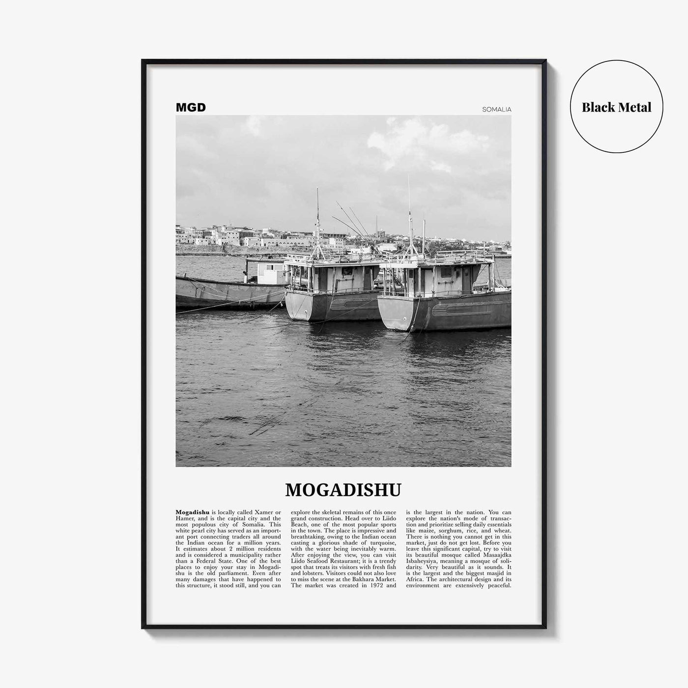 Mogadishu Print Black and White, Mogadishu Wall Art, Mogadishu Poster, Mogadishu Photo, Mogadishu Wall Décor, Muqdisho, Somalia, مقديشو