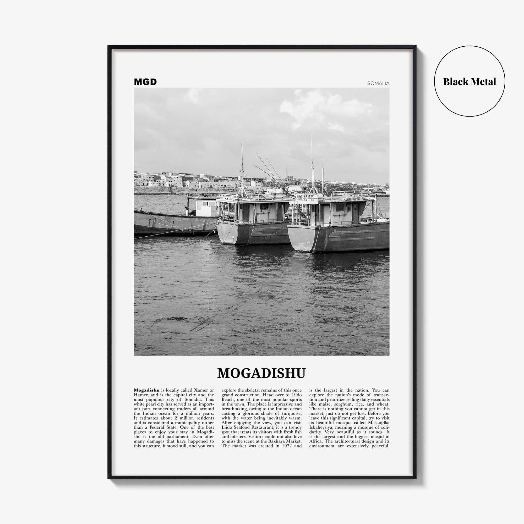 Mogadishu Print Black and White, Mogadishu Wall Art, Mogadishu Poster, Mogadishu Photo, Mogadishu Wall Décor, Muqdisho, Somalia, مقديشو