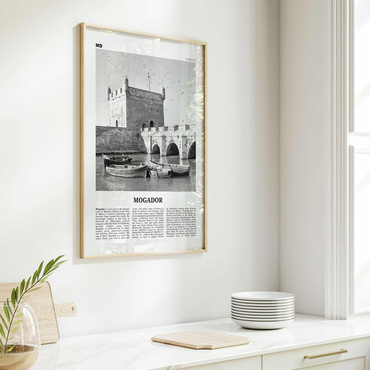 Mogador Print Black and White, Mogador Wall Art, Mogador Poster, Mogador Photo, Mogador Wall Décor, Mogador Map, Morocco