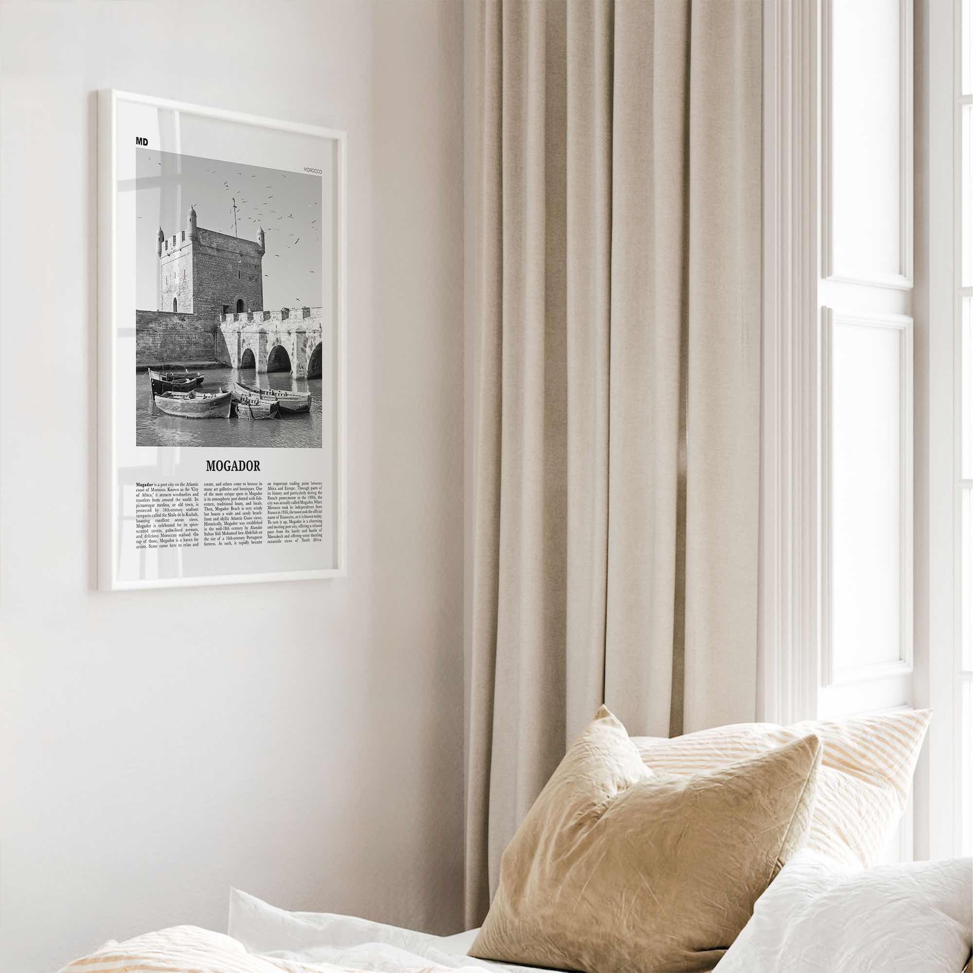 Mogador Print Black and White, Mogador Wall Art, Mogador Poster, Mogador Photo, Mogador Wall Décor, Mogador Map, Morocco