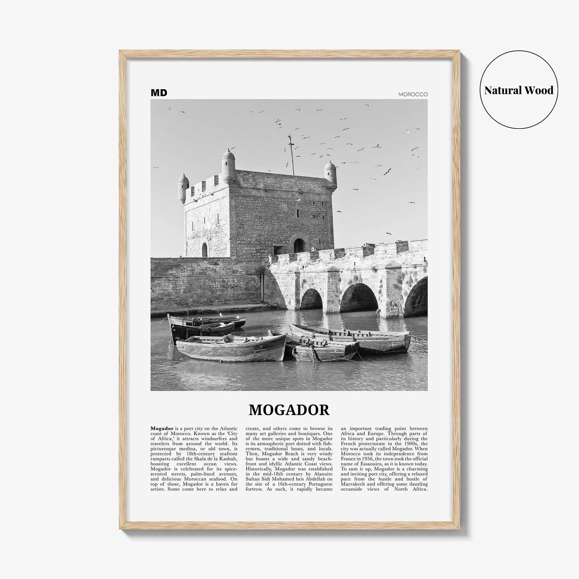 Mogador Print Black and White, Mogador Wall Art, Mogador Poster, Mogador Photo, Mogador Wall Décor, Mogador Map, Morocco
