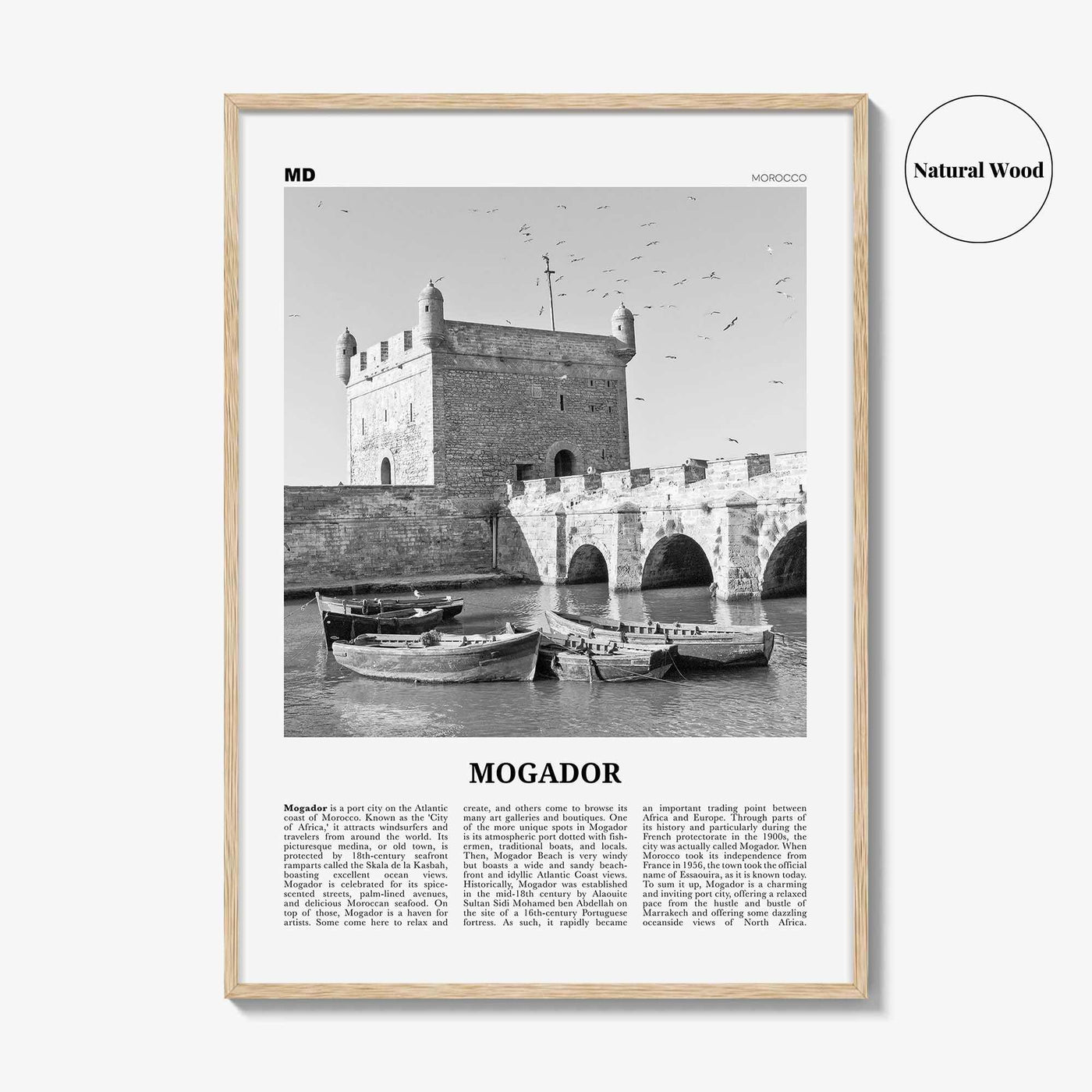 Mogador Print Black and White, Mogador Wall Art, Mogador Poster, Mogador Photo, Mogador Wall Décor, Mogador Map, Morocco