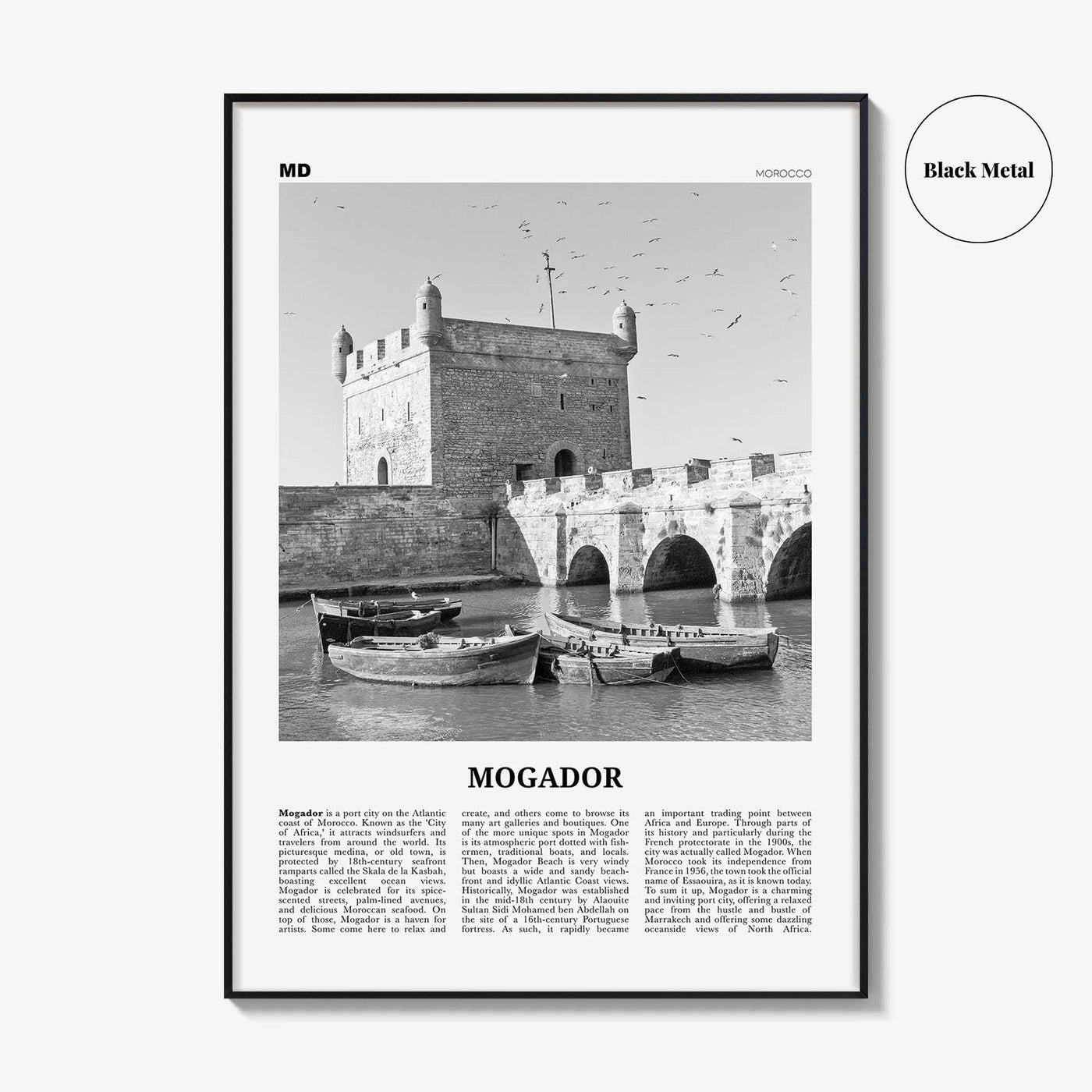 Mogador Print Black and White, Mogador Wall Art, Mogador Poster, Mogador Photo, Mogador Wall Décor, Mogador Map, Morocco