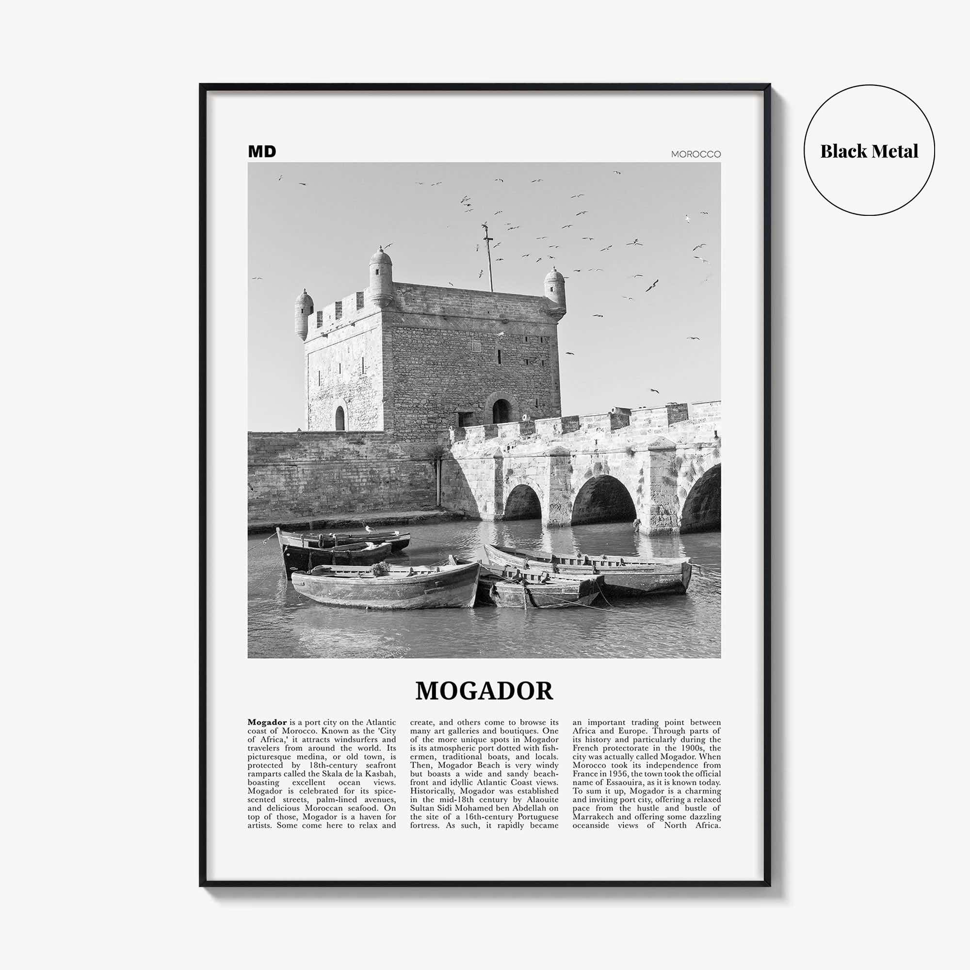 Mogador Print Black and White, Mogador Wall Art, Mogador Poster, Mogador Photo, Mogador Wall Décor, Mogador Map, Morocco