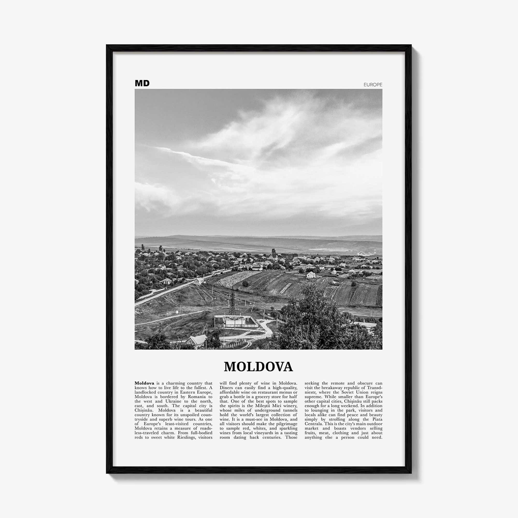 Moldova Print Black and White, Moldova Wall Art, Moldova Poster, Moldova Photo, Moldova Wall Decor, Republica Moldova, Chișinău, Europe
