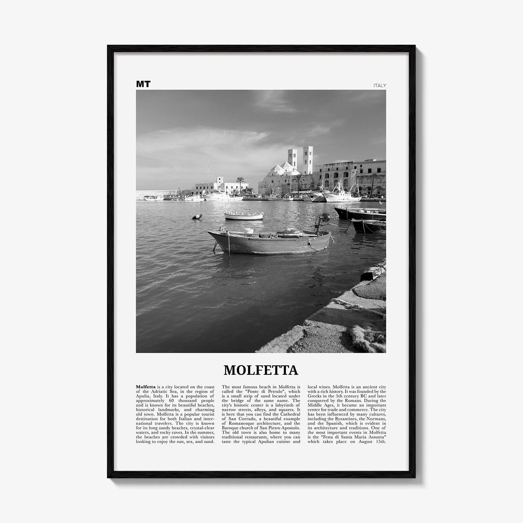 Molfetta Print Black and White, Molfetta Wall Art, Molfetta Poster, Molfetta Photo, Molfetta Wall Décor, Molfetta Map,