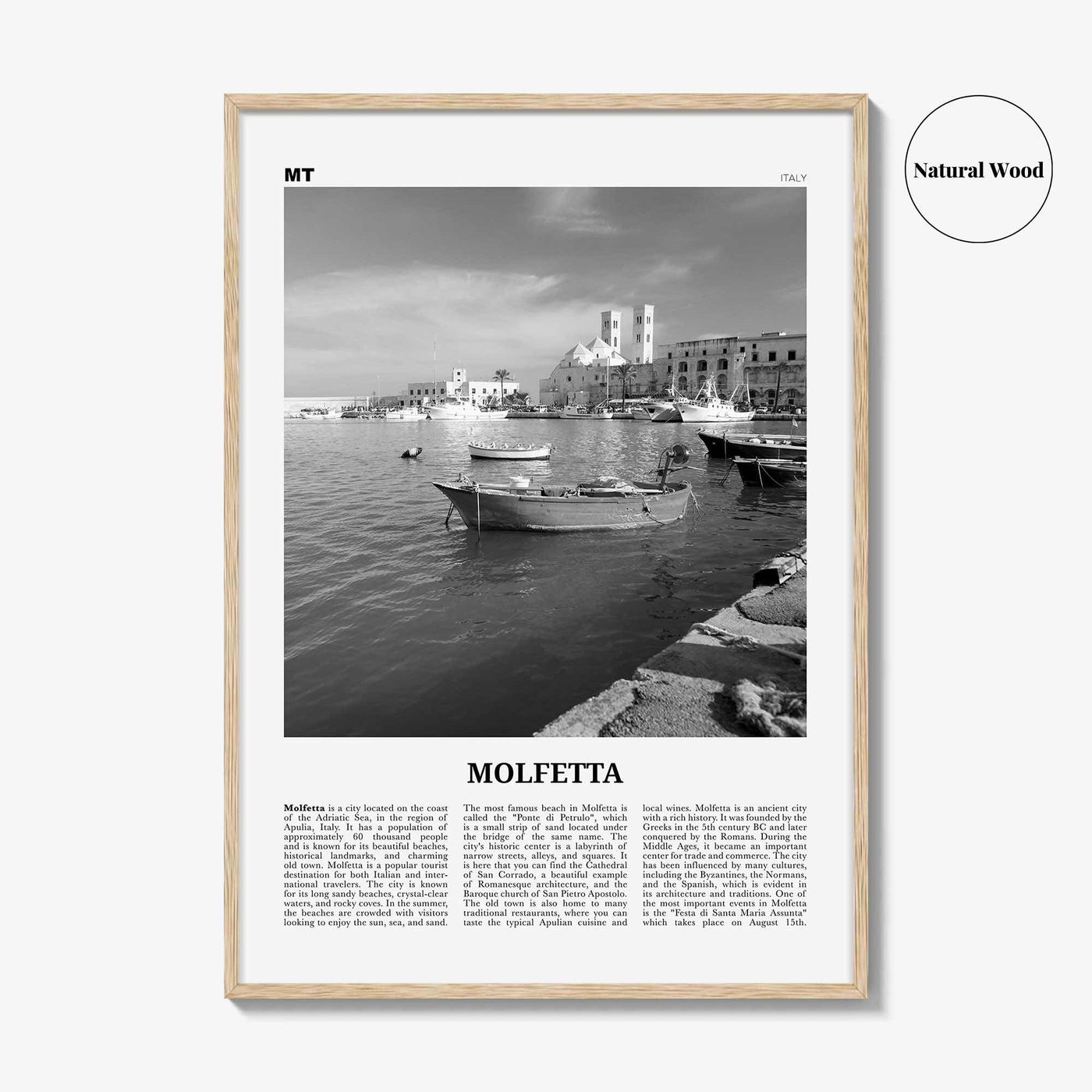 Molfetta Print Black and White, Molfetta Wall Art, Molfetta Poster, Molfetta Photo, Molfetta Wall Décor, Molfetta Map,