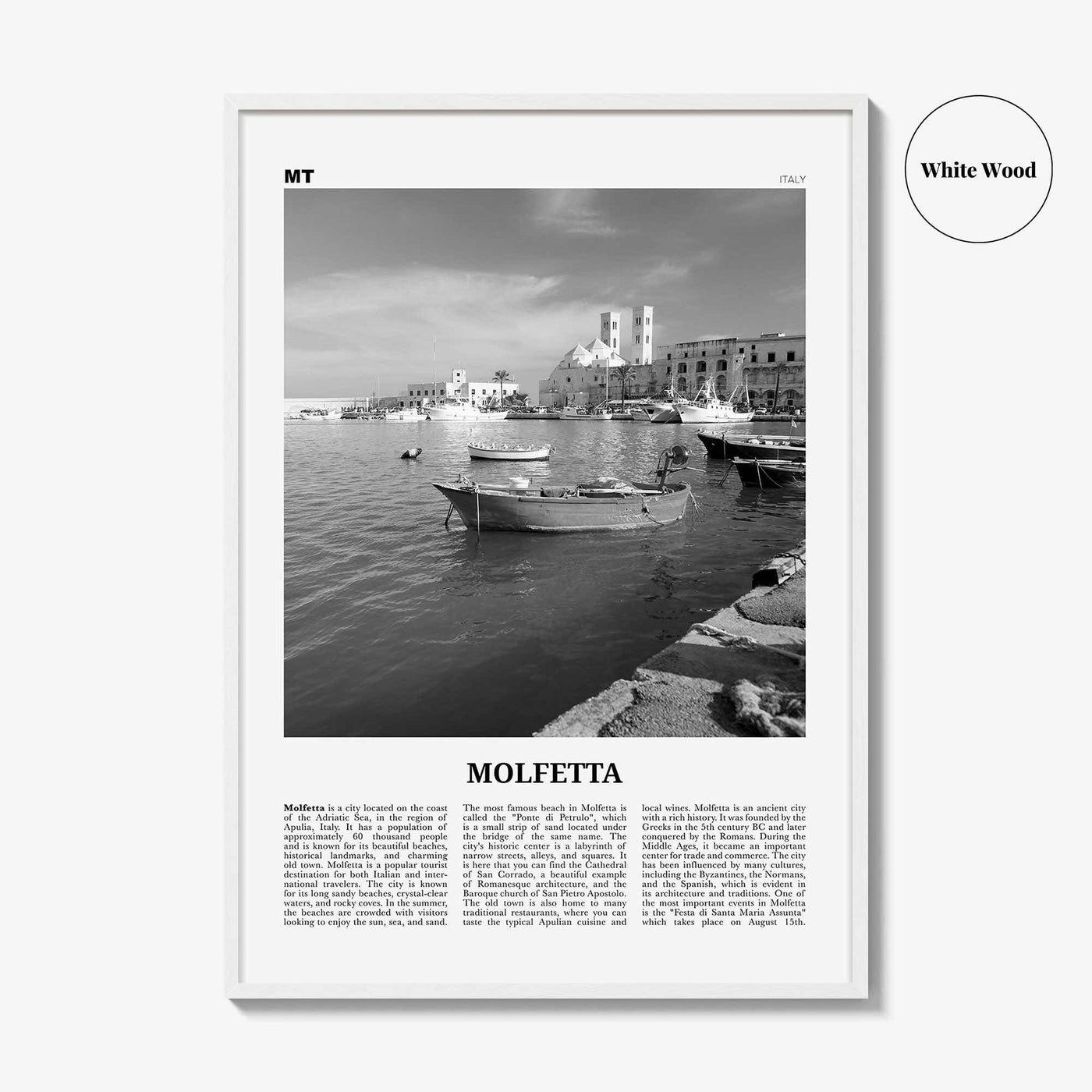Molfetta Print Black and White, Molfetta Wall Art, Molfetta Poster, Molfetta Photo, Molfetta Wall Décor, Molfetta Map,