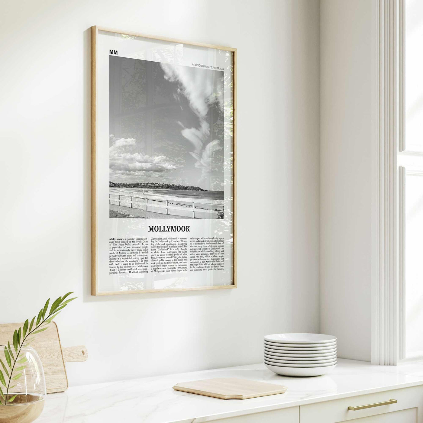 Mollymook Print Black and White, Mollymook Wall Art, Mollymook Poster, Mollymook Photo, Mollymook Wall Décor, New South Wales, Australia