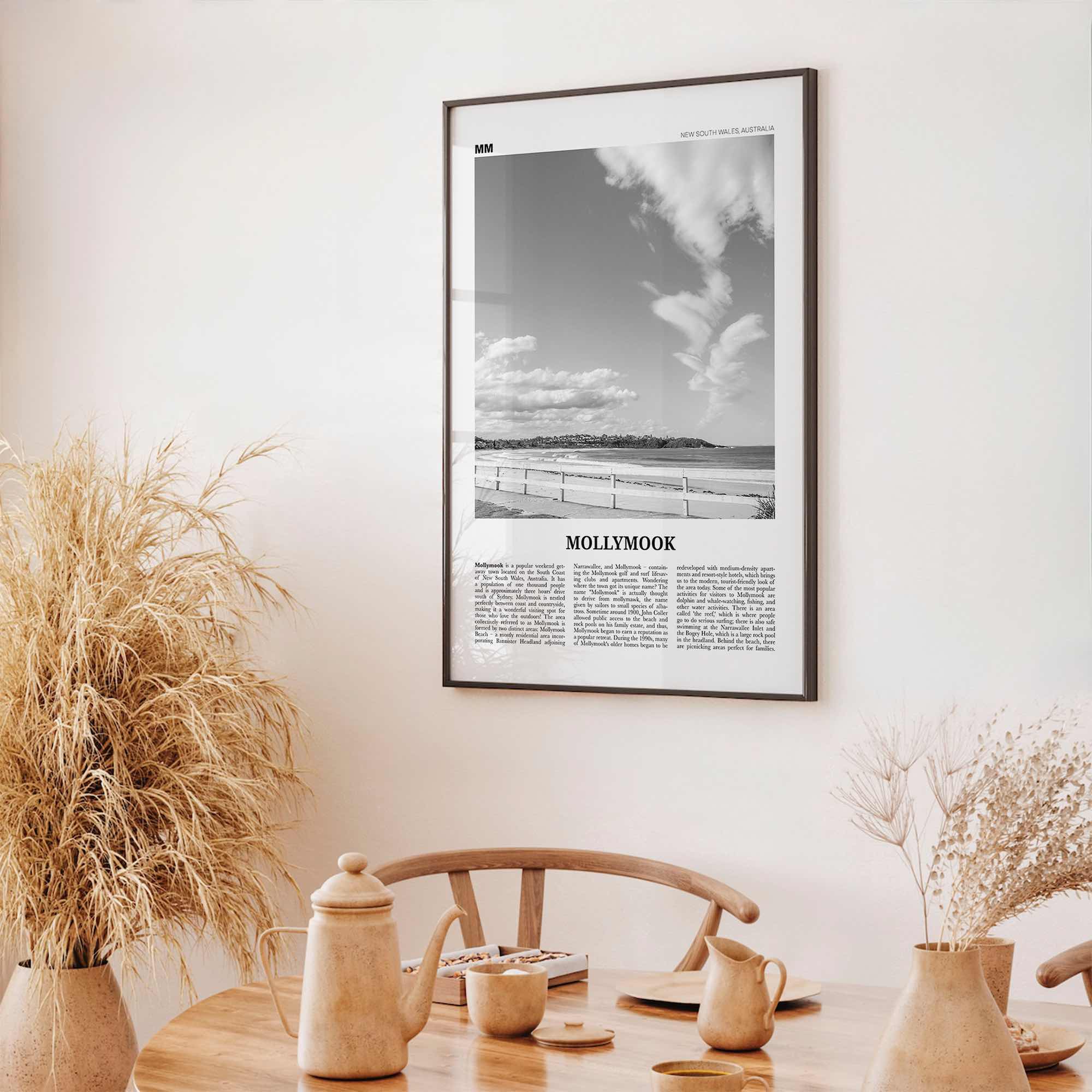 Mollymook Print Black and White, Mollymook Wall Art, Mollymook Poster, Mollymook Photo, Mollymook Wall Décor, New South Wales, Australia