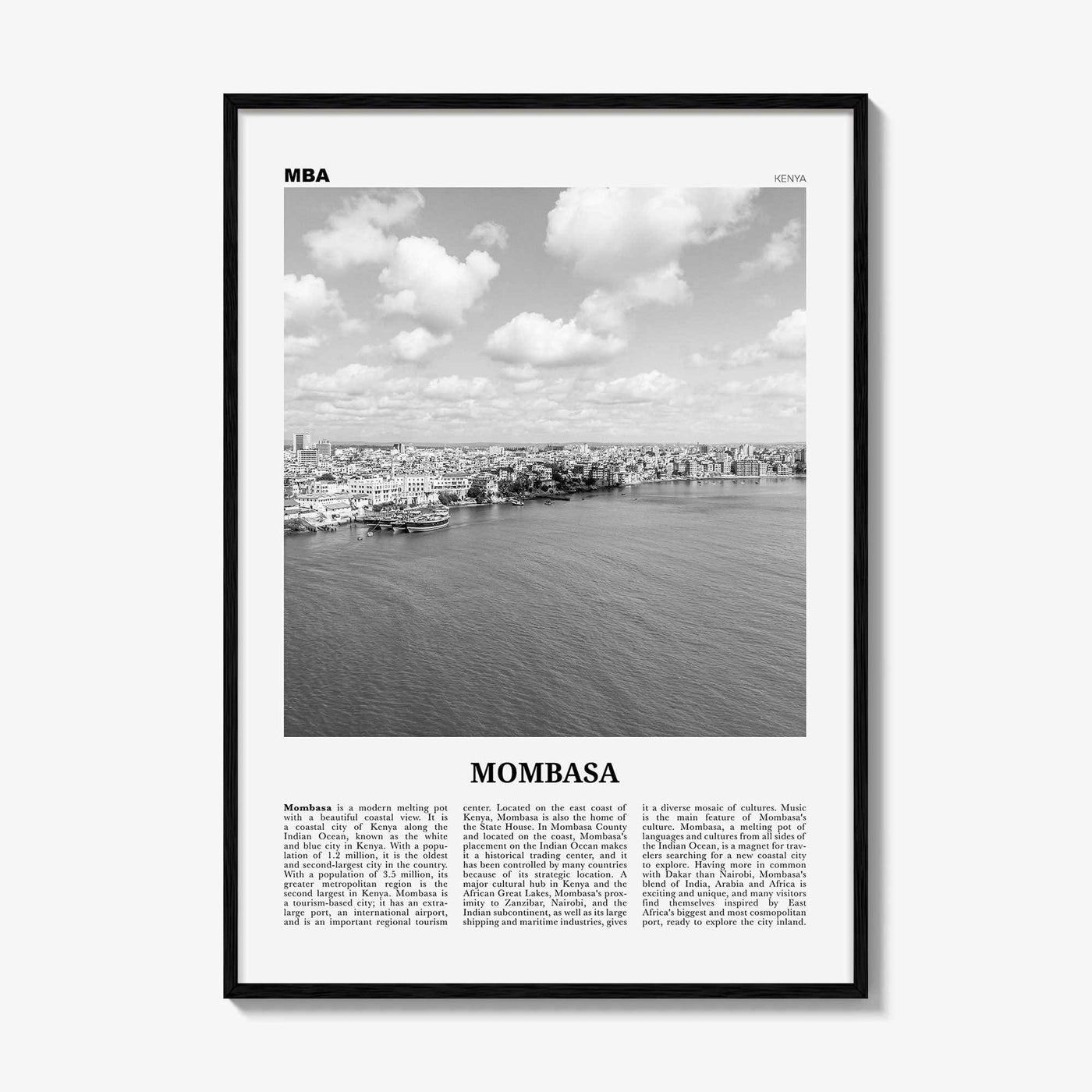 Mombasa Print Black and White, Mombasa Wall Art, Mombasa Poster, Mombasa Photo, Mombasa Wall Decor, City Art Print, Kenya, Africa