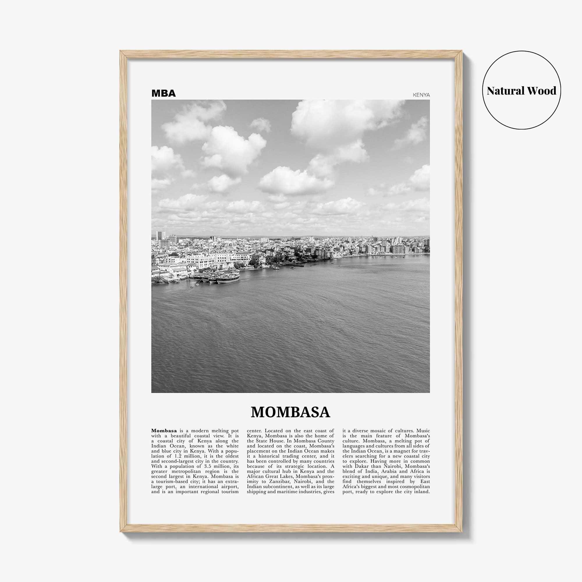 Mombasa Print Black and White, Mombasa Wall Art, Mombasa Poster, Mombasa Photo, Mombasa Wall Decor, City Art Print, Kenya, Africa