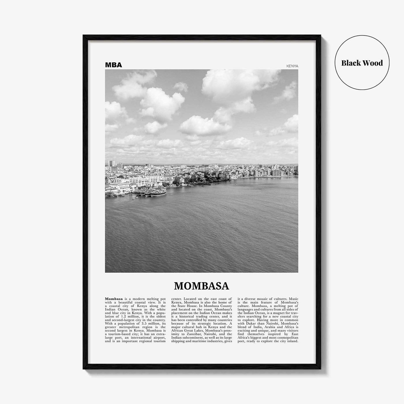 Mombasa Print Black and White, Mombasa Wall Art, Mombasa Poster, Mombasa Photo, Mombasa Wall Decor, City Art Print, Kenya, Africa