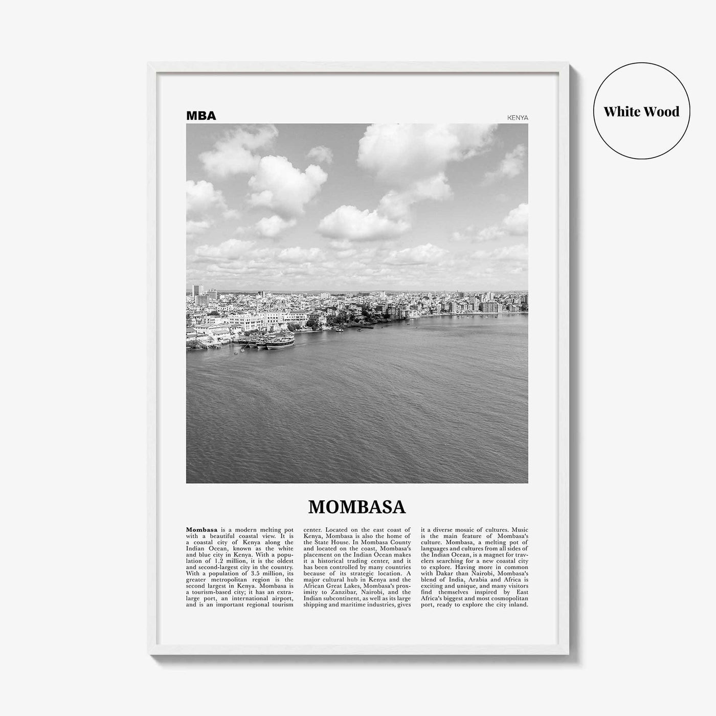 Mombasa Print Black and White, Mombasa Wall Art, Mombasa Poster, Mombasa Photo, Mombasa Wall Decor, City Art Print, Kenya, Africa