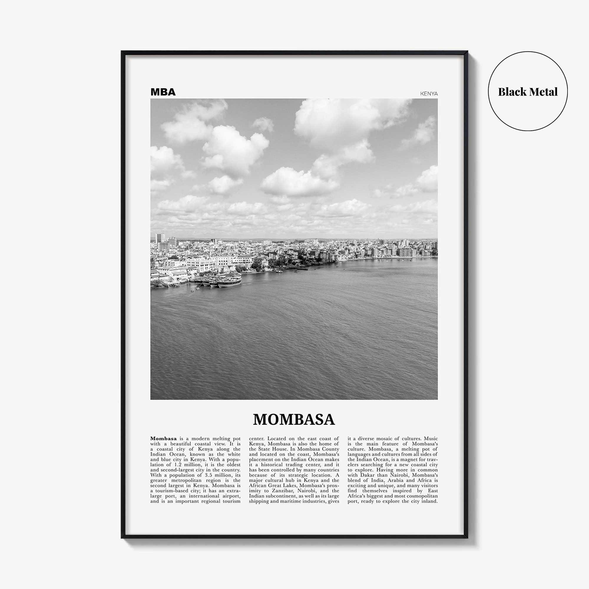 Mombasa Print Black and White, Mombasa Wall Art, Mombasa Poster, Mombasa Photo, Mombasa Wall Decor, City Art Print, Kenya, Africa