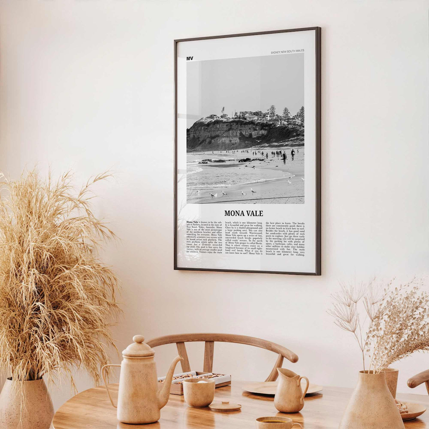 Mona Vale Print Black and White, Mona Vale Wall Art, Mona Vale Poster, Mona Vale Beach Photo, Sydney, Australia