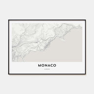 Monaco Map Landscape Poster
