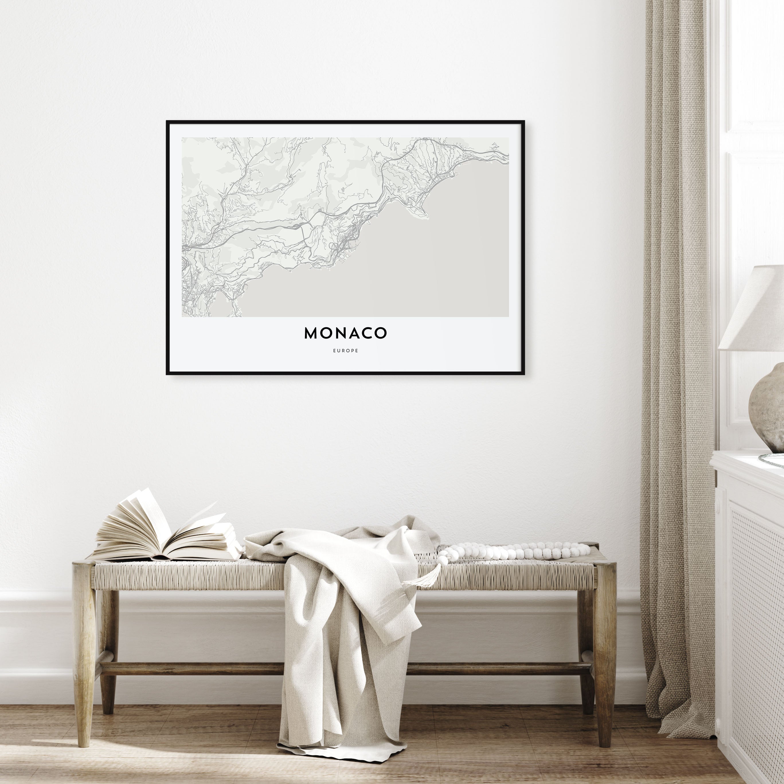 Monaco Map Landscape Poster