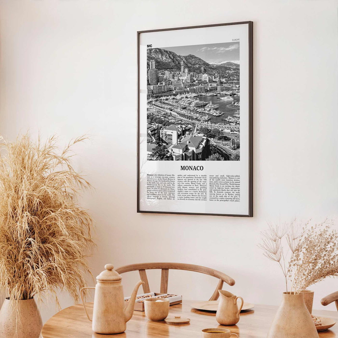 Monaco Print Black and White, Monaco Wall Art, Monaco Poster, Monaco Photo, Mùnegu, Mónegue, France, Europe, Monte Carlo, French Riviera