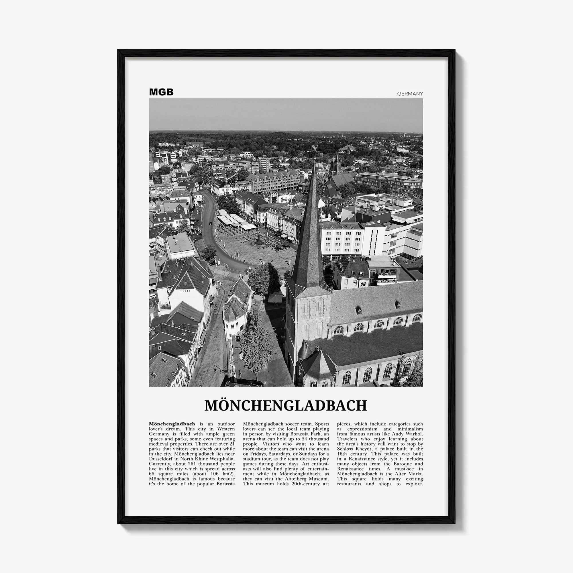 Monchengladbach Print Black and White, Mönchengladbach Wall Art, Mönchengladbach Poster, Mönchengladbach Photo, Décor, Mönchengladbach Map