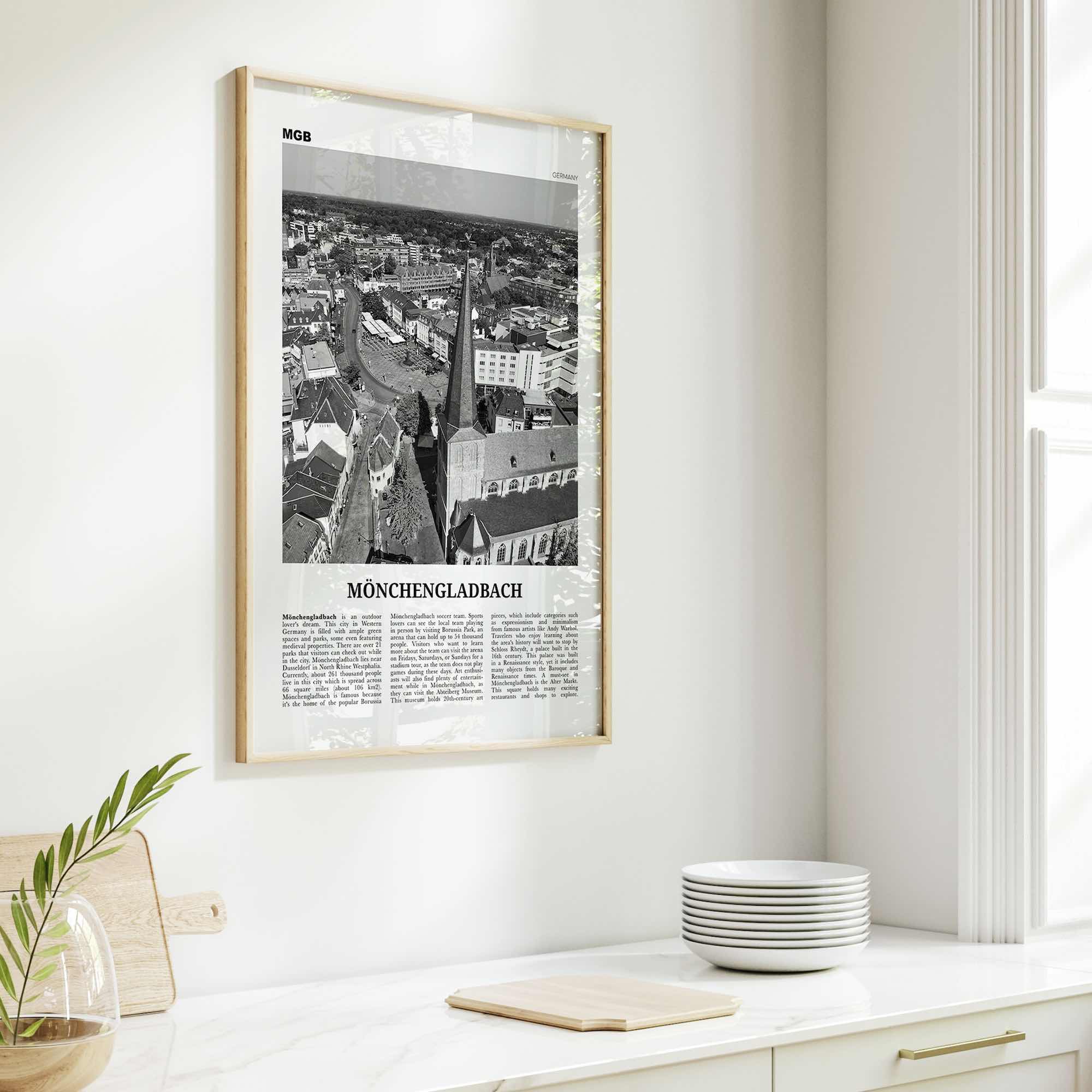 Monchengladbach Print Black and White, Mönchengladbach Wall Art, Mönchengladbach Poster, Mönchengladbach Photo, Décor, Mönchengladbach Map