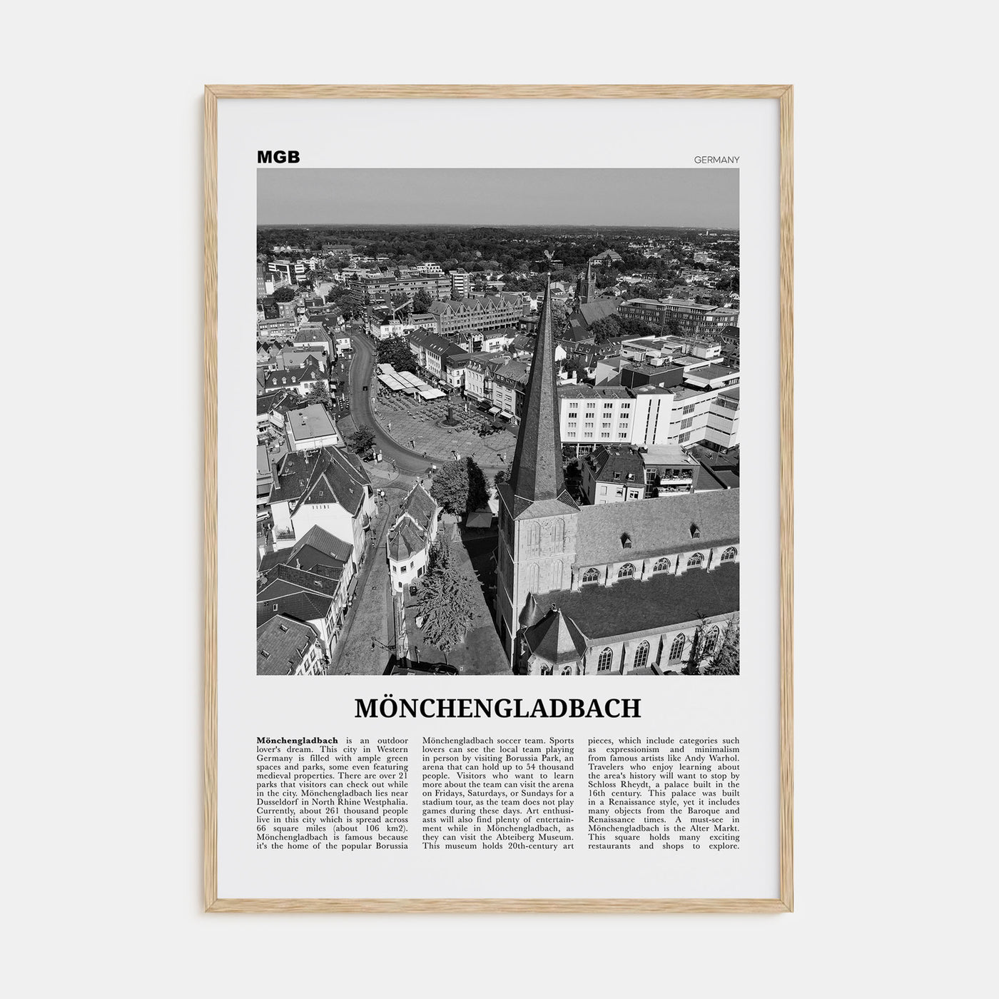 Mönchengladbach Travel B&W Poster