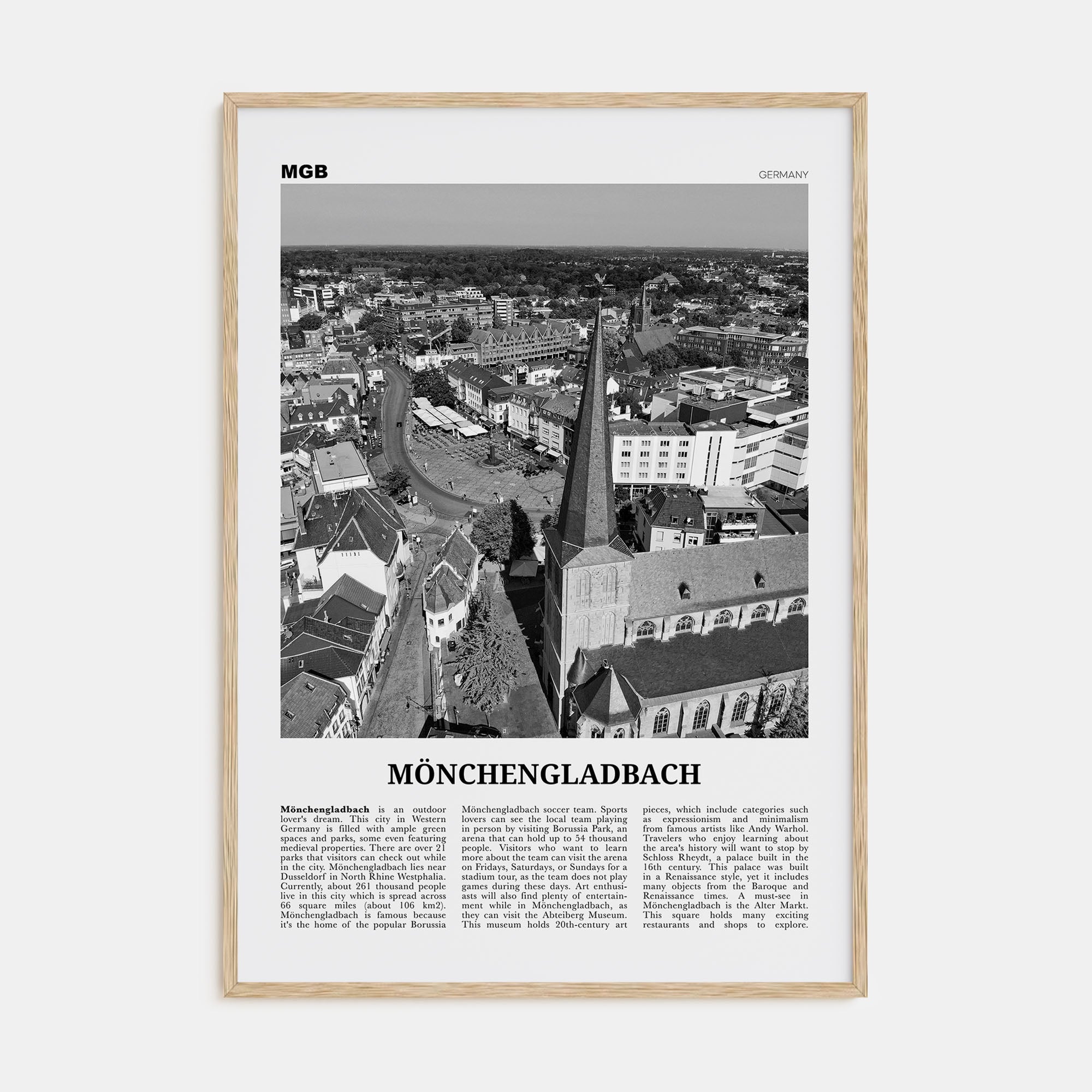 Mönchengladbach Travel B&W Poster